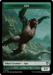 Ape // Shark Double-Sided Token [Outlaws of Thunder Junction Commander Tokens] | Good Games Modbury