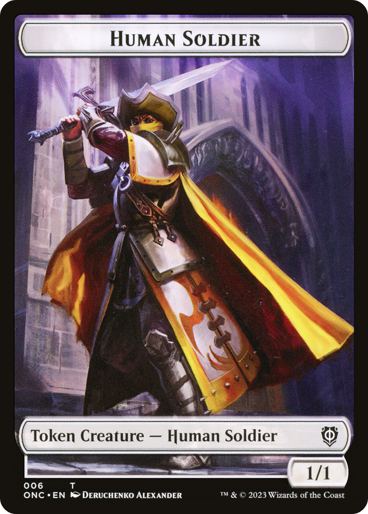 Human Soldier // Elephant Double-Sided Token [Phyrexia: All Will Be One Commander Tokens] | Good Games Modbury