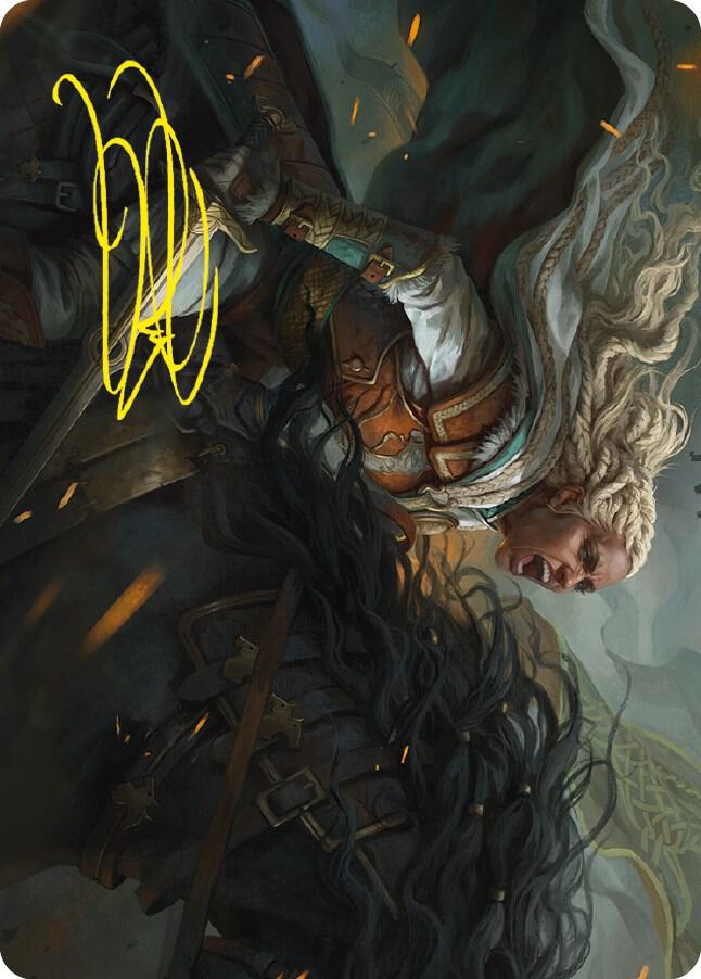Eowyn Fearless Knight Art Card Gold Stamped Signature 15 (Art Series: Universes Beyond: The Lord of the Rings: Tales of Middle-earth)  | Good Games Modbury