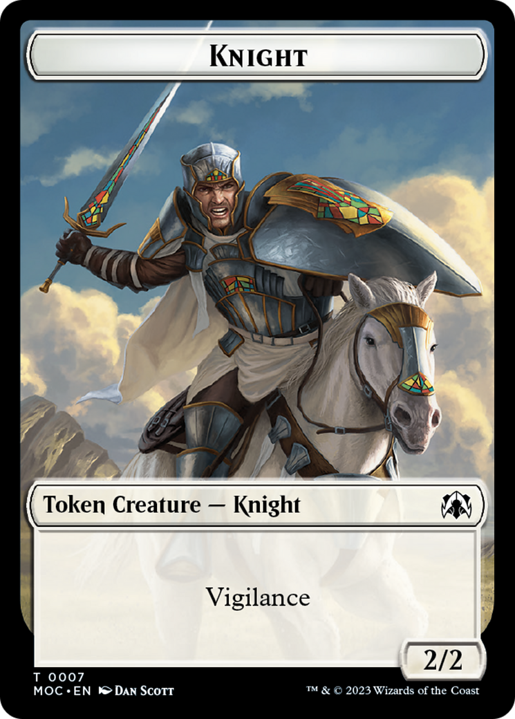 Knight (7) // Spirit (14) Double-Sided Token [March of the Machine Commander Tokens] | Good Games Modbury