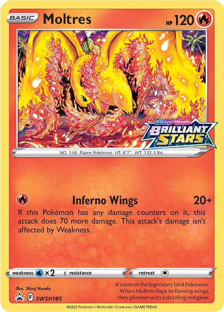 Moltres (SWSH185) (Prerelease Promo) [Sword & Shield: Black Star Promos] | Good Games Modbury