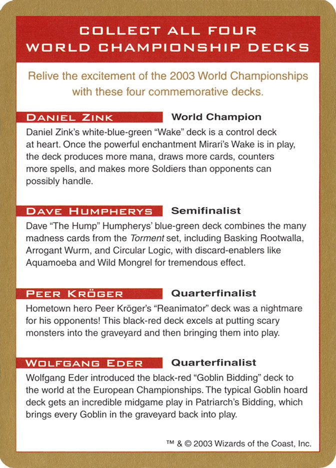 2003 World Championships Ad [World Championship Decks 2003] | Good Games Modbury