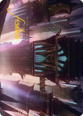 Skybridge Towers Art Card Gold Stamped Signature 37 (Art Series: Streets of New Capenna)  | Good Games Modbury