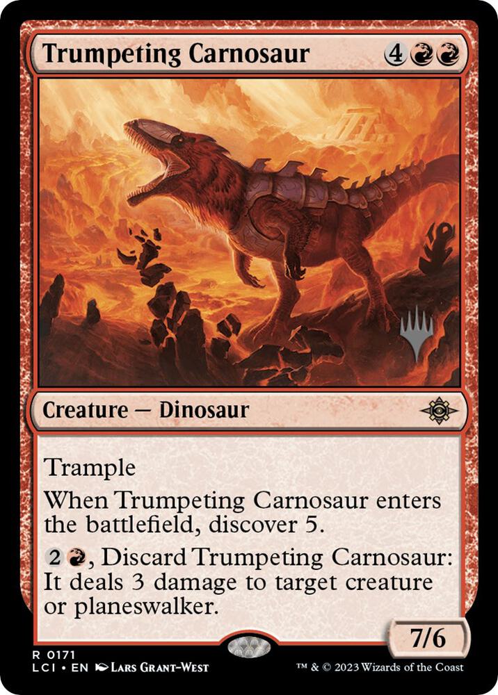 Trumpeting Carnosaur 171p/138 (Promo Pack: The Lost Caverns of Ixalan)  - Foil | Good Games Modbury