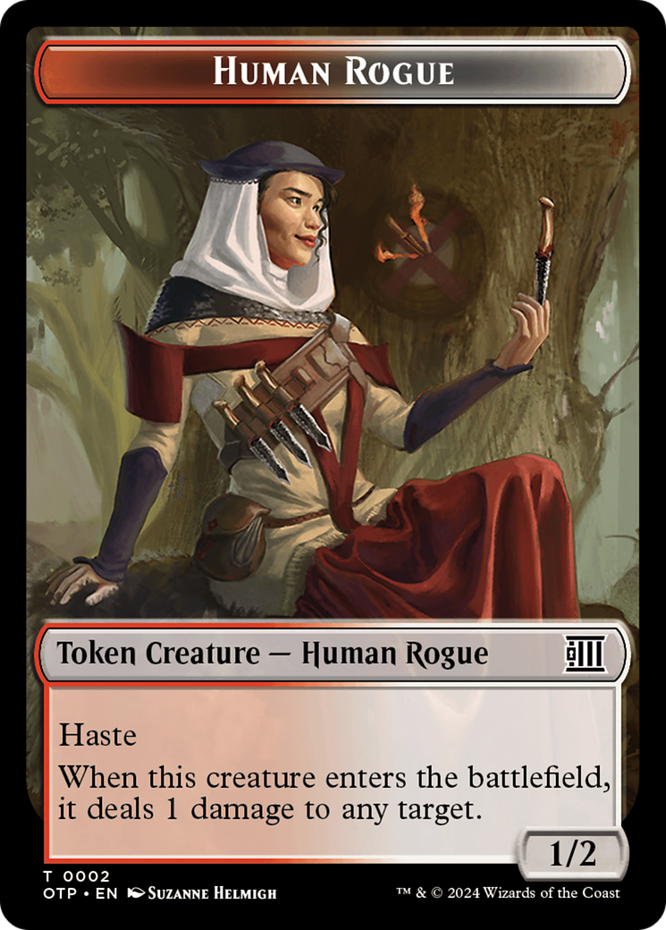 Human Rogue // Plot Double-Sided Token [Outlaws of Thunder Junction: Breaking News Tokens] | Good Games Modbury