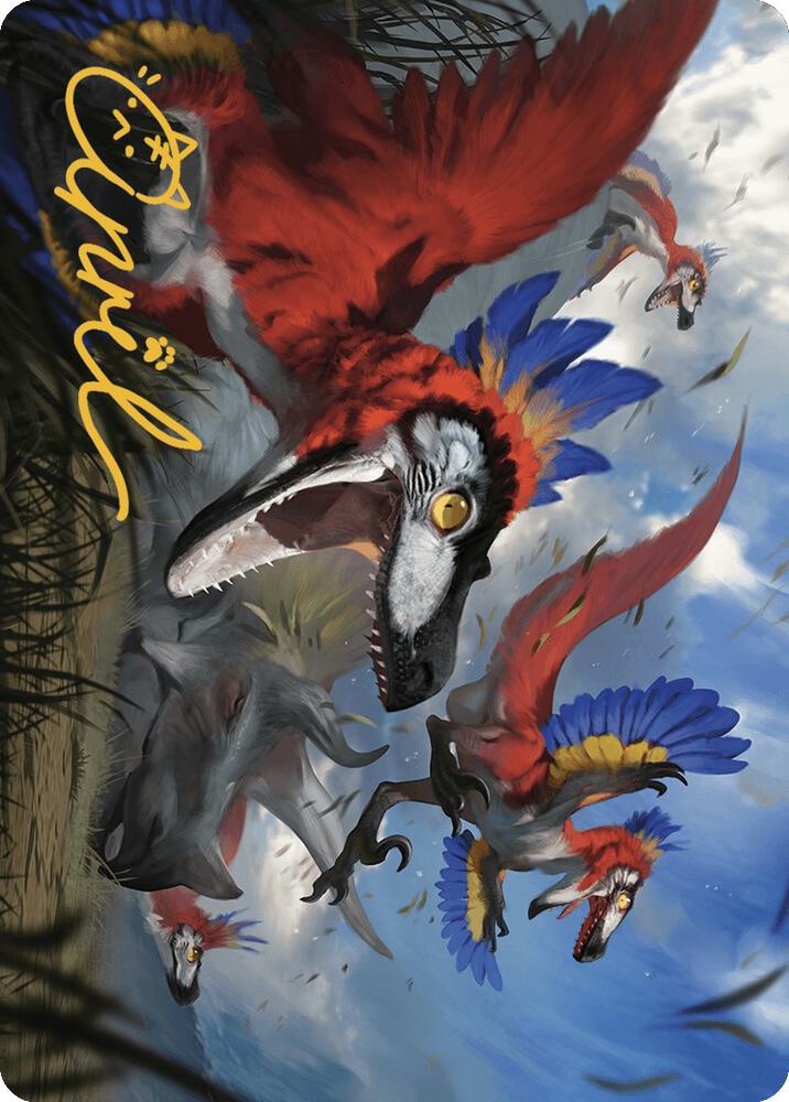 Wrathful Raptors Art Card Gold Stamped Signature 77 (Art Series: The Lost Caverns of Ixalan)  | Good Games Modbury