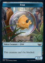 Fish // Rhino Warrior Double-Sided Token [Streets of New Capenna Tokens] | Good Games Modbury