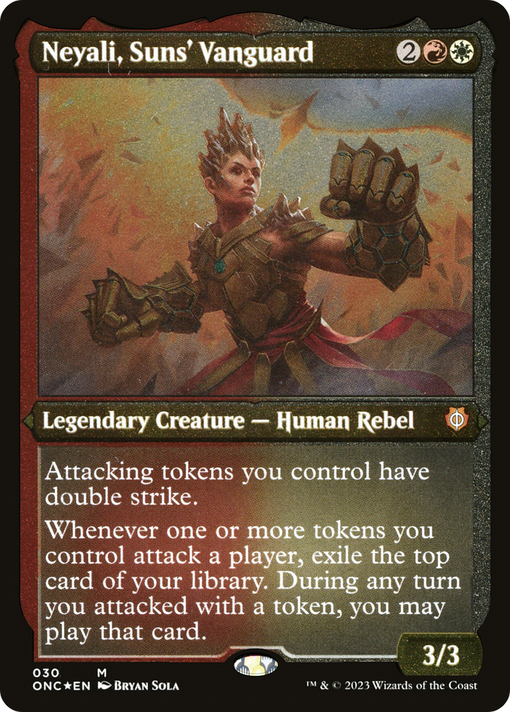 Neyali, Suns' Vanguard (Foil Etched) (Display Commander) [Phyrexia: All Will Be One Commander] | Good Games Modbury