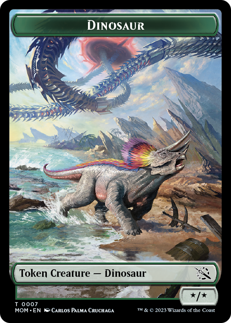 Warrior // Dinosaur Double-Sided Token [March of the Machine Tokens] | Good Games Modbury