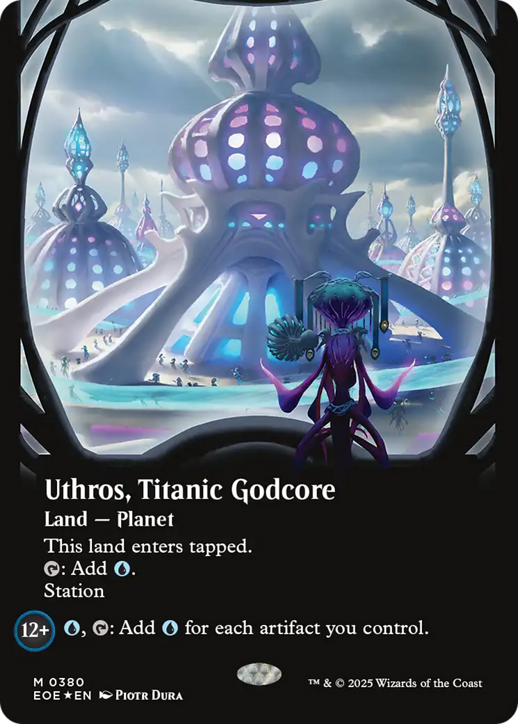 Uthros, Titanic Godcore (Borderless) (Galaxy Foil) [Edge of Eternities] | Good Games Modbury