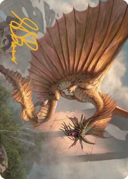 Ancient Gold Dragon Art Card 28 81 Gold Stamped Signature 28 (Art Series: Commander Legends: Battle for Baldur's Gate)  | Good Games Modbury