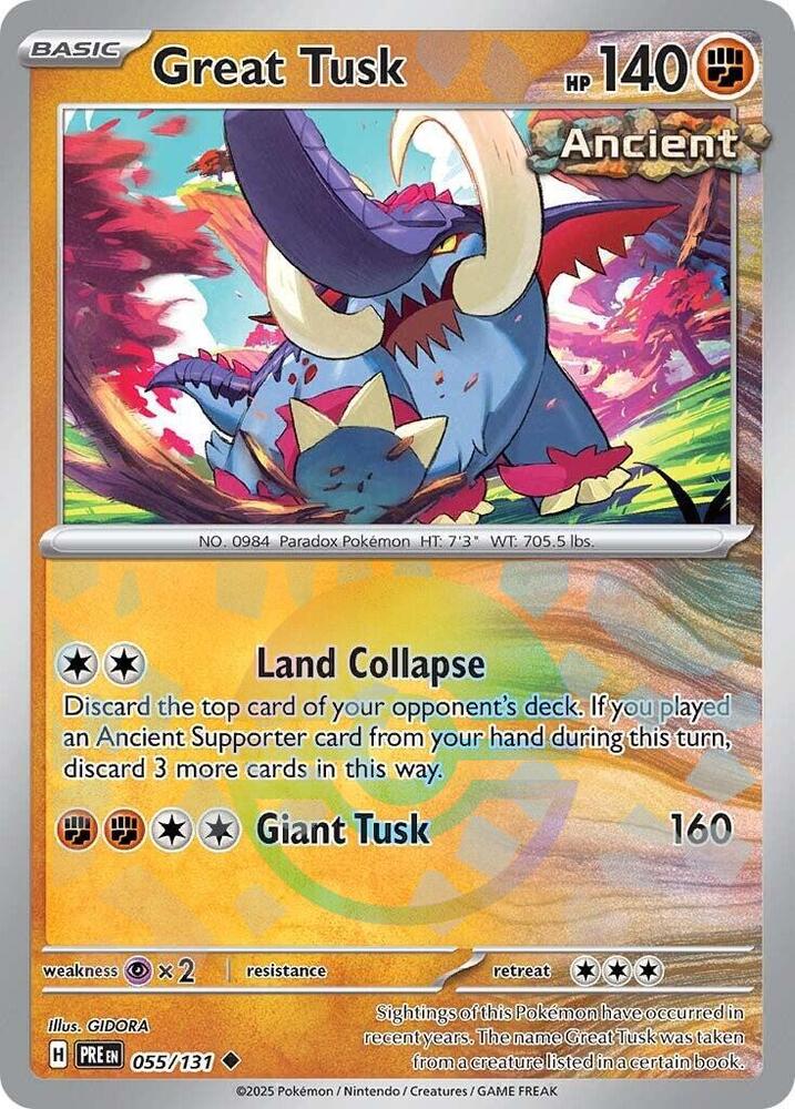 Great Tusk (055/131) (Poke Ball Pattern) [Scarlet & Violet: Prismatic Evolutions] | Good Games Modbury