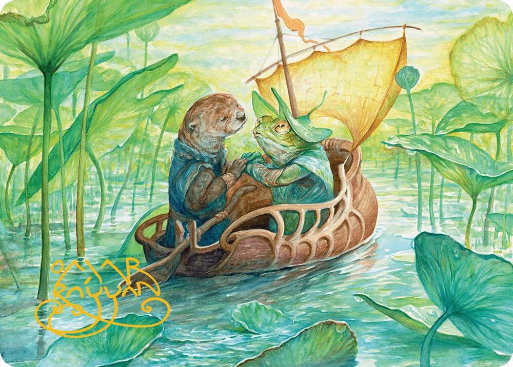 Run Away Together Art Card Gold Stamped Signature 11 (Art Series: Bloomburrow)  | Good Games Modbury