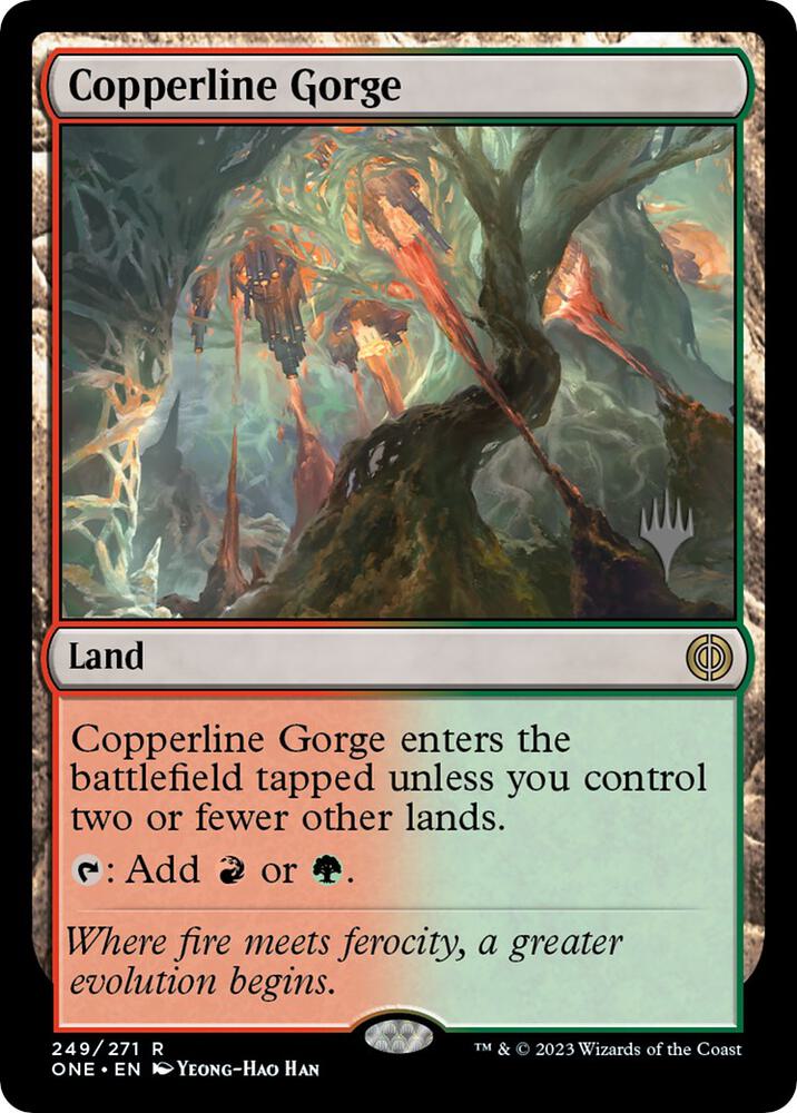 Copperline Gorge 249 (Promo Pack: Phyrexia: All Will Be One)  - Foil | Good Games Modbury