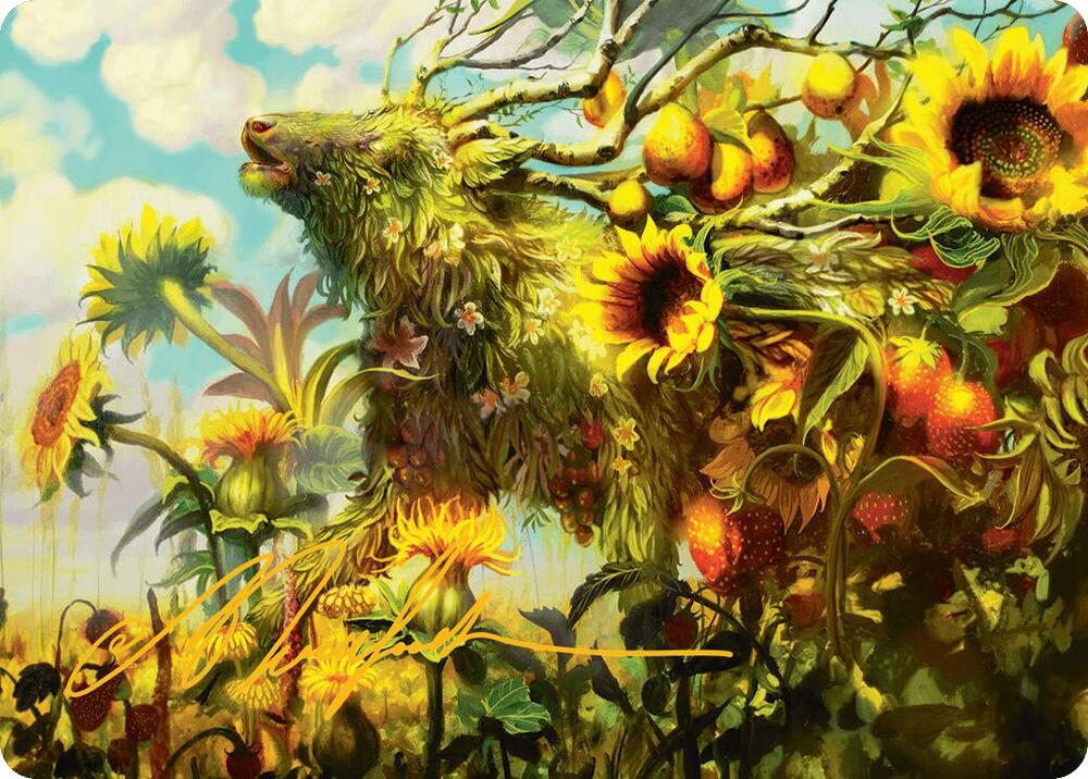 Beza the Bounding Spring Art Card Gold Stamped Signature 1 (Art Series: Bloomburrow)  | Good Games Modbury
