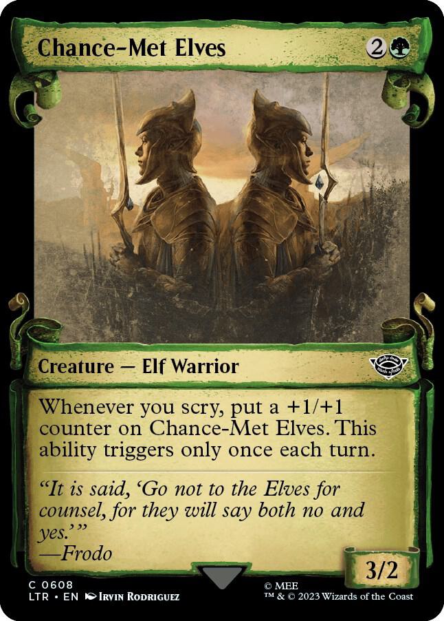 Chance-Met Elves 608 (Universes Beyond: The Lord of the Rings: Tales of Middle-earth)  - Showcase Scroll Foil | Good Games Modbury