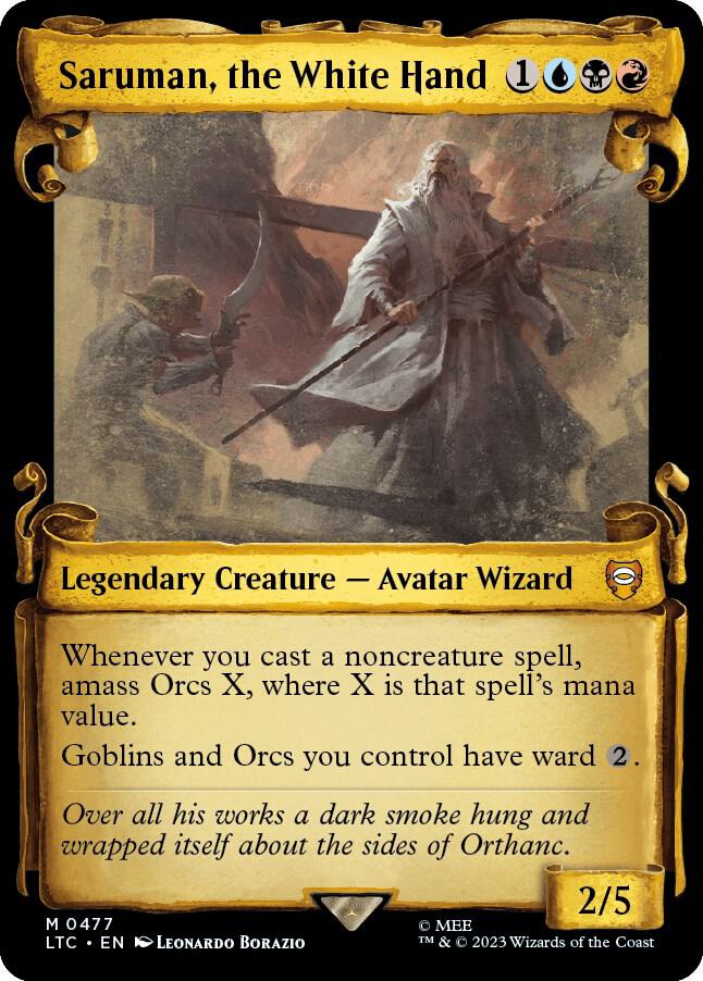 Saruman the White Hand Showcase Scrolls 477 (Commander: The Lord of the Rings: Tales of Middle-earth)  - Showcase Scroll Foil | Good Games Modbury