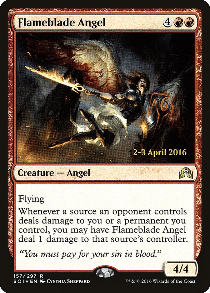 Flameblade Angel [Shadows over Innistrad Prerelease Promos] | Good Games Modbury