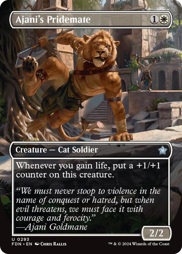Ajani's Pridemate 293/291 (Foundations)  - Borderless | Good Games Modbury
