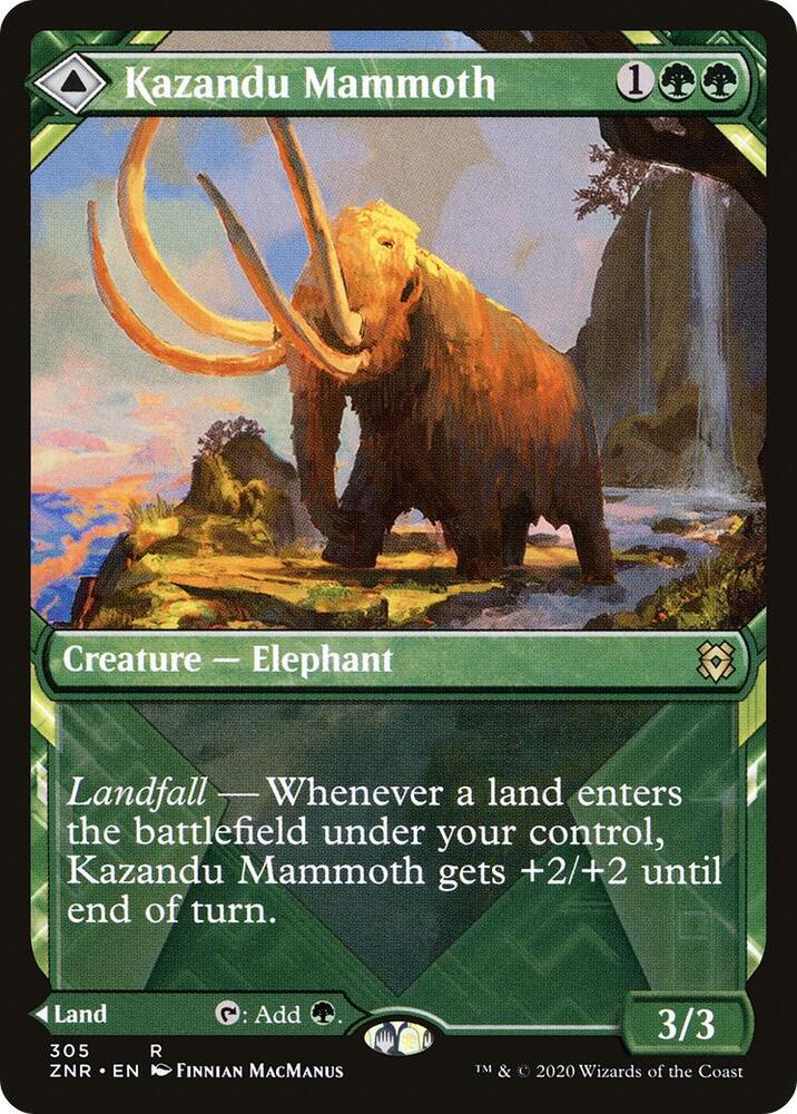 Kazandu Mammoth // Kazandu Valley 305/280 (Zendikar Rising)  - Showcase | Good Games Modbury