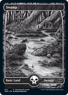 Swamp Moonlit Land 410 (WPN & Gateway Promos)  - Etched Foil | Good Games Modbury