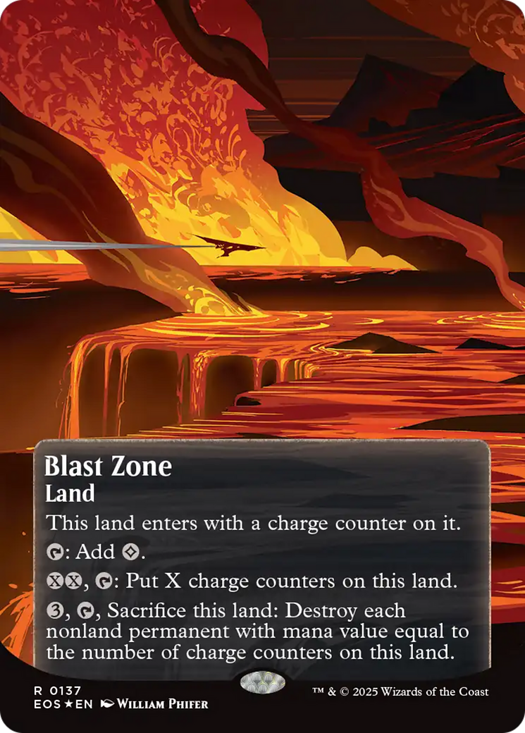 Blast Zone (0137) (Borderless) (Fracture Foil) [Edge of Eternities: Stellar Sights] | Good Games Modbury