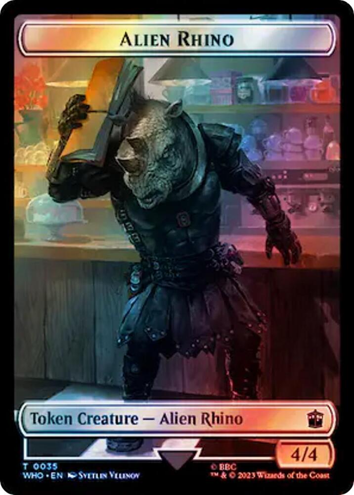 Alien Rhino Food 0058 Double Sided Token Surge Foil 35 // 58 (Universes Beyond: Doctor Who)  - Foil | Good Games Modbury