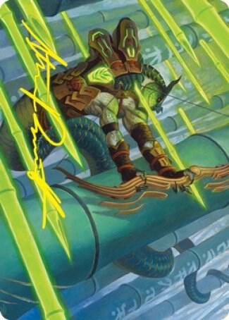 Bamboo Grove Archer Art Card Gold Stamped Signature 20 (Art Series: Kamigawa: Neon Dynasty)  | Good Games Modbury