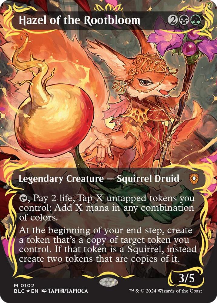 Hazel of the Rootbloom 102 (Commander: Bloomburrow)  - Borderless Raised Foil | Good Games Modbury