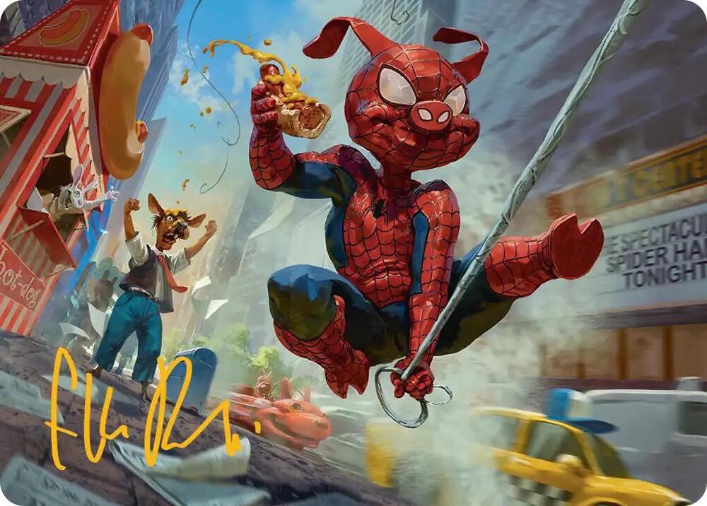 Spider Ham Peter Porker Art Card Gold Stamped Signature 19 (Art Series: Marvel's Spider-Man)  | Good Games Modbury