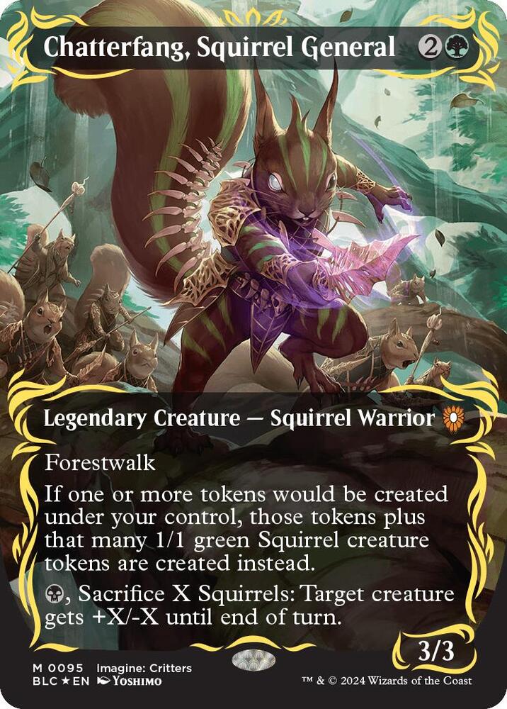 Chatterfang, Squirrel General 95 (Commander: Bloomburrow)  - Borderless Raised Foil | Good Games Modbury