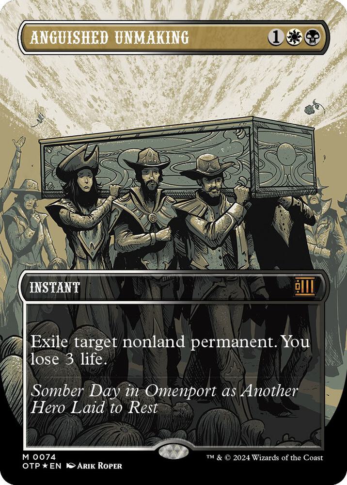 Anguished Unmaking 74/65 (Outlaws of Thunder Junction: Breaking News)  - Showcase Textured Foil | Good Games Modbury