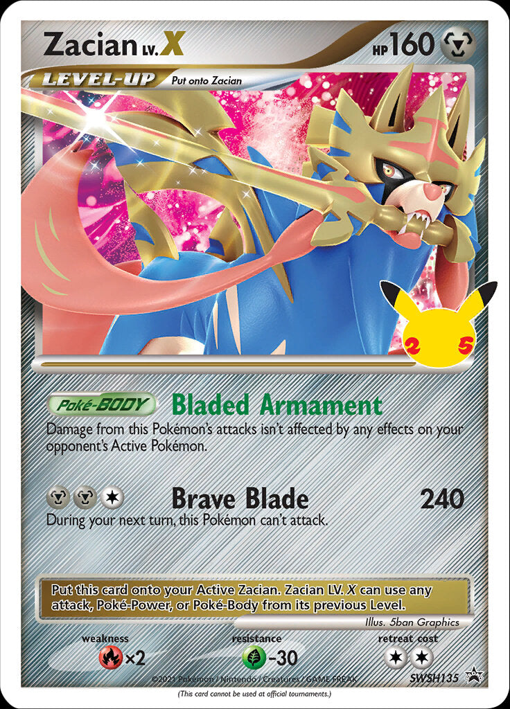 Zacian LV.X (SWSH135) (Celebrations) [Sword & Shield: Black Star Promos] | Good Games Modbury