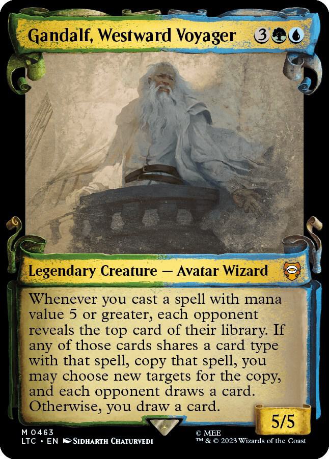 Gandalf Westward Voyager Showcase Scrolls 463 (Commander: The Lord of the Rings: Tales of Middle-earth)  - Showcase Scroll Foil | Good Games Modbury