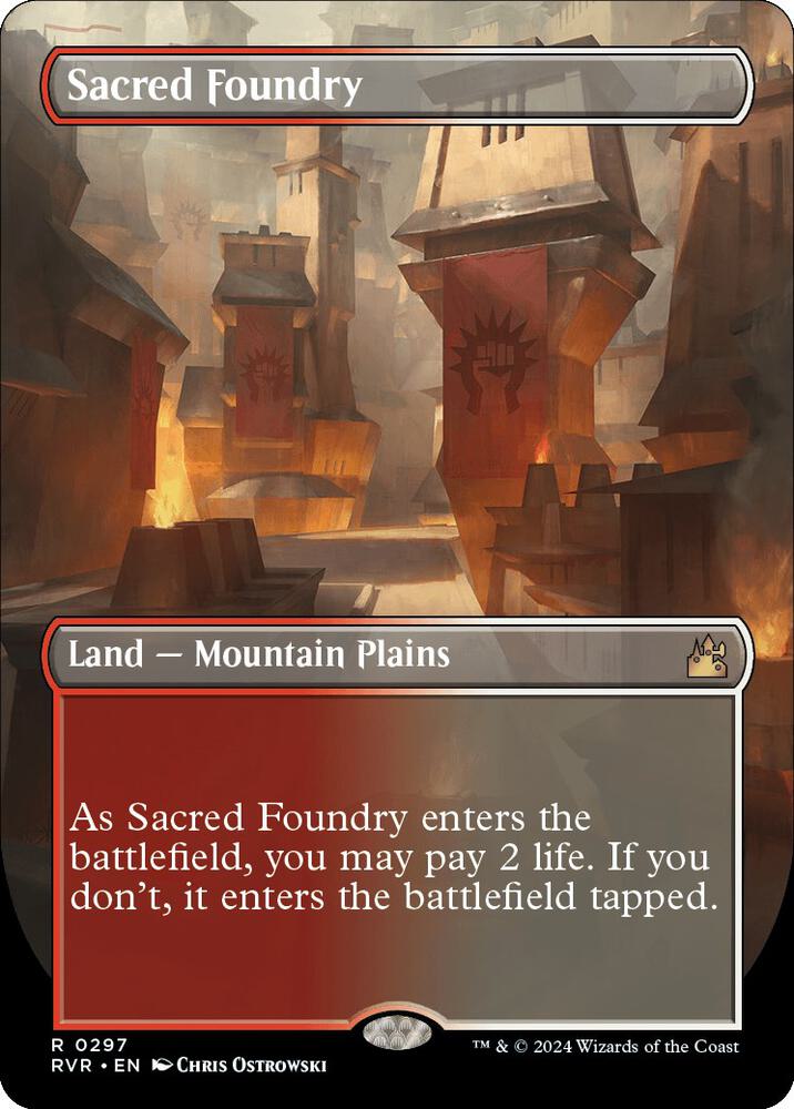 Sacred Foundry 297/291 (Ravnica Remastered)  - Borderless Foil | Good Games Modbury