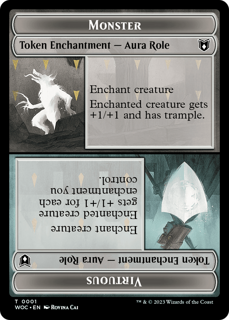 Copy // Monster Role / Virtuous Role Double-Sided Token [Wilds of Eldraine Commander Tokens] | Good Games Modbury