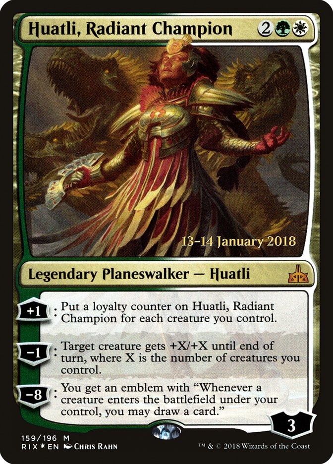 Huatli, Radiant Champion [Rivals of Ixalan Prerelease Promos] | Good Games Modbury