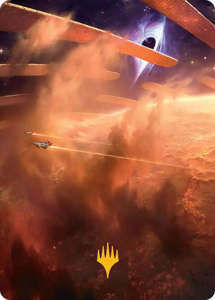 Adagia Windswept Bastion Art Card Gold Stamped Planeswalker Symbol 29 (Art Series: Edge of Eternities)  | Good Games Modbury