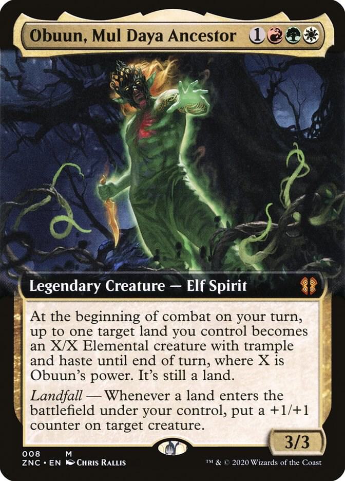 Obuun, Mul Daya Ancestor 8 (Commander: Zendikar Rising)  - Extended Art Foil | Good Games Modbury