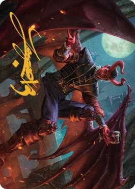 Raphael Fiendish Savior Art Card 40 81 Gold Stamped Signature 40 (Art Series: Commander Legends: Battle for Baldur's Gate)  | Good Games Modbury