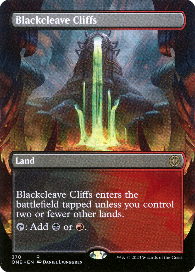 Blackcleave Cliffs (Borderless Alternate Art) [Phyrexia: All Will Be One] | Good Games Modbury