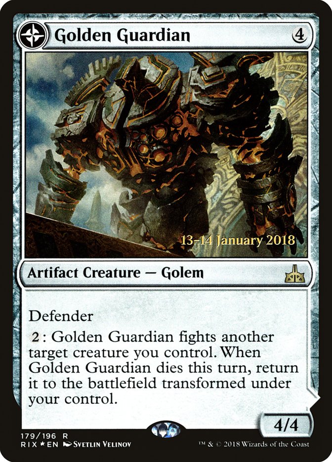 Golden Guardian // Gold-Forge Garrison [Rivals of Ixalan Prerelease Promos] | Good Games Modbury