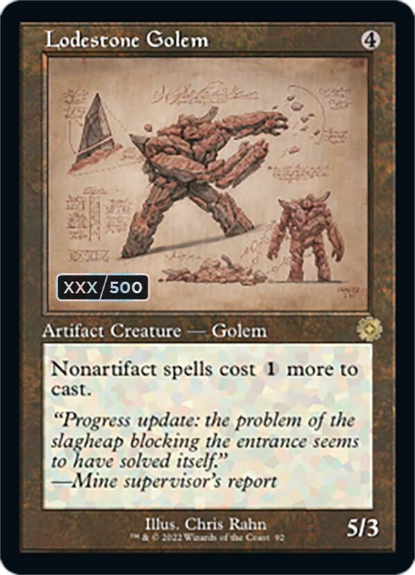 Lodestone Golem Schematic Serial Numbered 92z/63 (The Brothers' War: Retro Frame Artifacts)  - Foil | Good Games Modbury