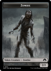Zombie (Ripple Foil) // Elephant Double-Sided Token [Modern Horizons 3 Commander Tokens] | Good Games Modbury