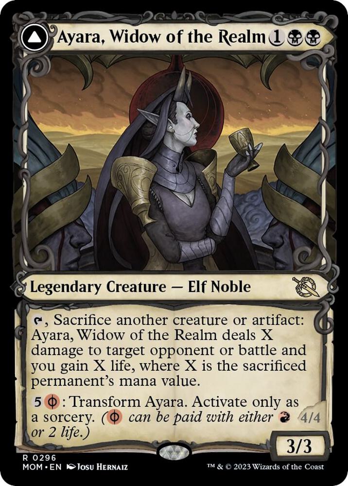 Ayara, Widow of the Realm // Ayara, Furnace Queen 296/291 (March of the Machine)  - Showcase | Good Games Modbury