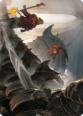 Mass Production Art Card Gold Stamped Planeswalker Symbol 1 (Art Series: The Brothers' War)  | Good Games Modbury