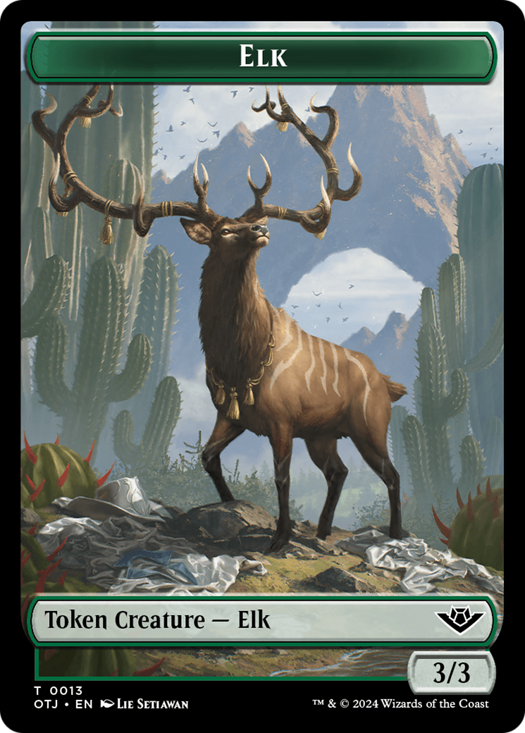 Mercenary // Elk Double-Sided Token [Outlaws of Thunder Junction Tokens] | Good Games Modbury