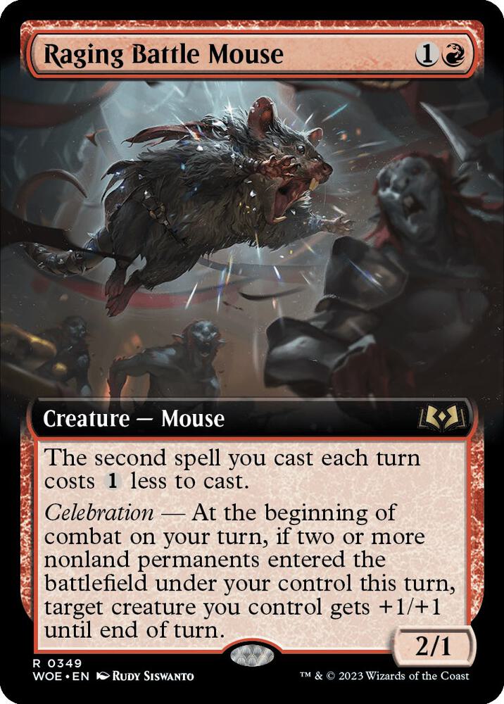 Raging Battle Mouse 349/276 (Wilds of Eldraine)  - Extended Art Foil | Good Games Modbury
