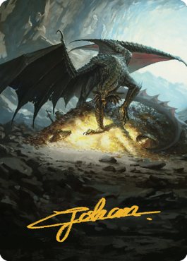Ancient Copper Dragon Art Card (04) (Gold-Stamped Signature) [Commander Legends: Battle for Baldur's Gate Art Series] | Good Games Modbury