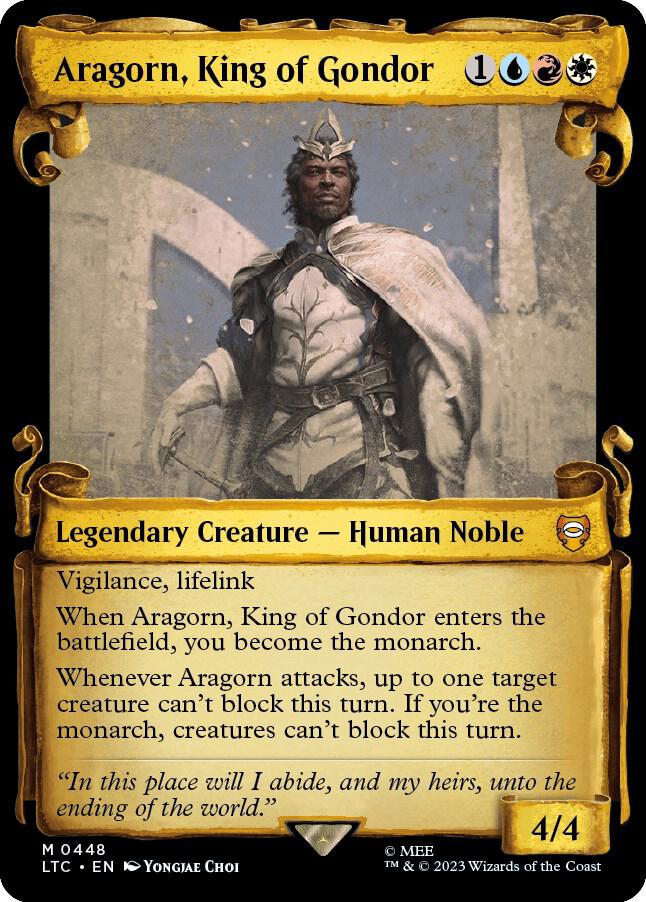 Aragorn King of Gondor Showcase Scrolls 448 (Commander: The Lord of the Rings: Tales of Middle-earth)  - Showcase Scroll Foil | Good Games Modbury